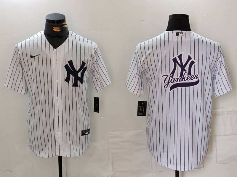 Men New York Yankees Blank White Stripe Game 2024 Nike MLB Jersey style 9